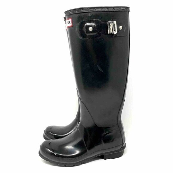 Hunter Originals Gloss Tall Rain Boots Black 5 - Picture 4 of 10